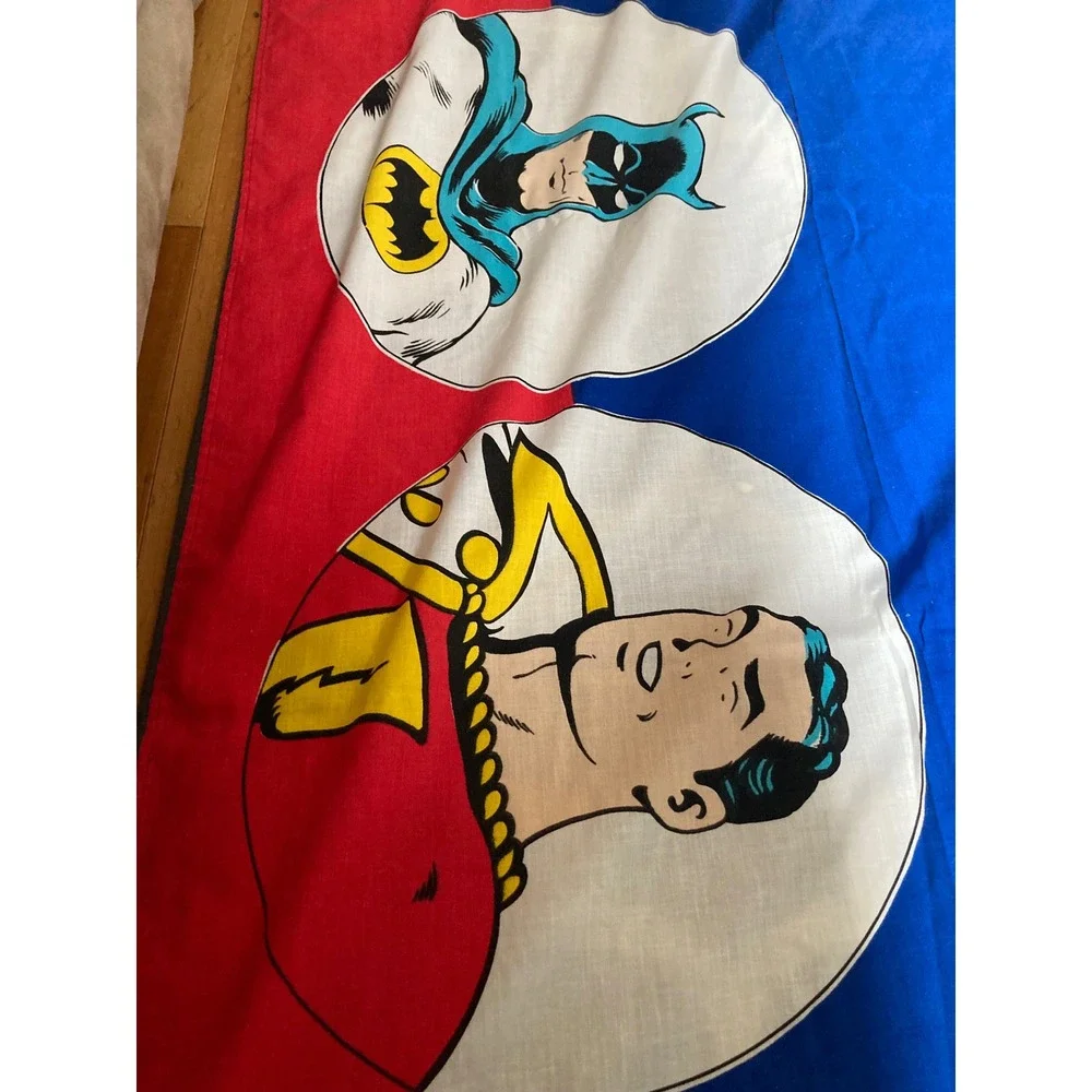 Vtg 1977 DC Comics Superman Flat Sheet Batman Wonder Woman Twin‎ Full Retro